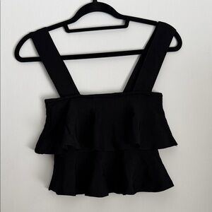 Zara Black Ruffle Crop Top
